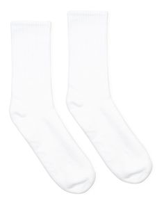 USA-Made Solid Crew Socks - WHITE - L/XL | SOCCO USA-Made Solid Crew Socks in White Size Large/XL | Cotton/Polyester/Spandex