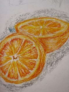 a drawing of two oranges sitting on top of each other