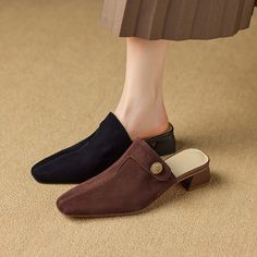 CHIKO Arantzazu Pointy Toe Block Heels Clogs/Mules Shoes feature suede upper, synthetic lining, rubber sole. Heel height is approx. 1.5" (4 cm) The post CHIKO Arantzazu Pointy Toe Block Heels Clogs/Mules Shoes appeared first on Chiko Shoes. Suede Slip-on Mules With Wooden Heel, Brown Mules With Wooden Flat Heel, Brown Pointed Toe Mules With Contrasting Heel Counter, Brown Pointed Toe Mules With Contrasting Heel, Suede Clogs With Leather Sole For Work, Brown Block Heel Mules With Contrasting Counter, Brown Mules With Contrasting Block Heel, Suede Slip-on Clogs For Workwear, Suede Clogs For Workwear