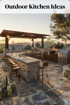 Design an outdoor kitchen that blends seamlessly with the desert landscape using earthy tones, natural stone, and a fire pit for cozy evenings under the stars 4 Season Sunroom Ideas, Wall Plants Indoor, Tiny Garden Ideas, Garden Landscaping Ideas, Modern Apartment Living Room, 4 Season Room, Patio Design Ideas, Indoor Plant Wall, Sunroom Addition