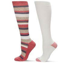 Hardworking compression socks that look stylish and feel amazing, this two pack is perfect for post-workout downtime or for keeping your legs feeling energized all day. From MeMoi. Compression Socks, Knee Socks, Look Stylish, Post Workout, That Look, Fashion Accessories, Cotton Blend, Socks