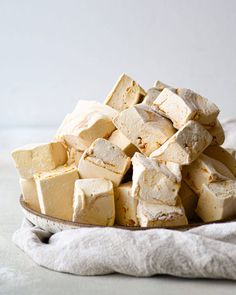 a pile of tofu cubes on a plate