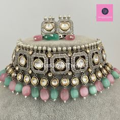 Mint Pink Premium Dual Tone uncut Polki Kundan Choker,Sabyasachi choker, Bollywood Indian Pakistani jewelry for wedding , Bridal jewelry Gold-plated foiled Kundan necklace set. Regular Size And Adjustable Ships from California, USA Delivery in 2-5 business days in the USA. Other colors can be found here https://www.etsy.com/listing/1423048212/red-premium-dual-tone-uncut-polki-kundan?ref=listings_manager_grid https://www.etsy.com/listing/1437261349/mint-premium-dual-tone-uncut-polki?ref=listings_ Heavy Kundan Choker For Receptions, Heavy Chandbali Choker For Reception, Heavy Bollywood Bridal Choker Necklace, Heavy Choker Bridal Necklace For Reception, Heavy Bridal Choker Necklace For Reception, Heavy Choker For Festivals And Reception, Heavy Choker For Reception And Festivals, Heavy Bridal Choker For Reception, Wedding Multicolor Stone Work Choker