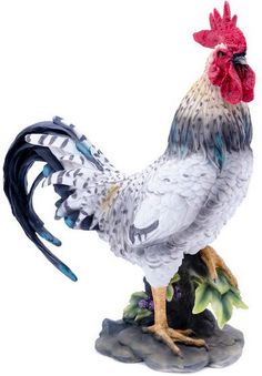 Black & White Rooster Statue HI-LINE GIFT LTD. Outdoor Statues Sculpture, Rooster Garden, White Rooster, Rooster Statue, Metal Rooster, Outdoor Garden Statues, Gnome Statues, Lawn Ornaments, The Rooster