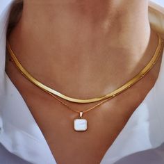 New Gift With Orders Elegant Chain Necklace As Gift, Elegant Plated Chain Necklace Gift, Gold Square Pendant Jewelry With Pearl, Gold Square Pearl Pendant Jewelry, Trendy Everyday Jewelry With Pearl Pendant, Trendy Everyday Pearl Pendant Jewelry, Elegant Gold Square Pendant Jewelry, Elegant White Plated Necklace, Gold-tone Plated Necklaces As Gift