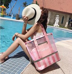 Color: 1pcs-pink-striped Multifunctional Large Capacity Pink Shoulder Bag, Pink Multifunctional Bag With Zipper Closure, Functional Pink Portable Bag, Pink Large Capacity Multifunctional Bag, Multifunctional Pink Bag With Zipper Closure, Functional Portable Pink Bag, Large Capacity Multifunctional Pink Bag, Multifunctional Large Capacity Pink Bag, Functional Pink Summer Bag