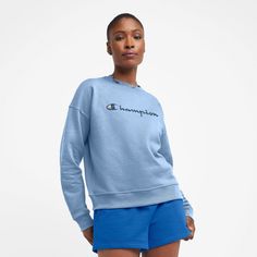 Details:Champion style# GF5355860TA White Sweatshirt, Crew Neck Sweatshirt, Blue And White, Sweatshirts Hoodie, Crew Neck, Sweatshirts, Blue