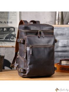 Bird in Bag - Classic Genuine Leather Backpack Laptop Bag Perfect for Traveling and School Large Capacity Rectangular Leather Backpack, Large Capacity Satchel Backpack For Trip, Large Capacity Leather Shoulder Backpack For Travel, Spacious Satchel Backpack For Trips, Large Capacity Leather Shoulder Backpack For Outdoor, Trip Shoulder Backpack, Shoulder Bag Backpack For Trips, Outdoor Rectangular Leather Bag, Rectangular Backpack For Trips