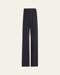 A.L.C. "Jackson" pants with snap sides    Approx. 30" inseam    Highrise sits high on the hips    Elasticized waistband    Side slant pockets    Back welt pockets    Full length    Straight legs    Pullon style    Wool/viscose/polyester    Dry clean    Imported Business Casual Wide Leg Pull-on Bottoms, Elevated Casual Full-length Bottoms With Side Pockets, Elevated Casual Full-length Pants For Fall, Elevated Casual Solid Pull-on Bottoms, Solid Full-length Pants With Belt Loops, Classic Wide-leg Pants With Side Pockets, Solid Full Length Pants With Belt Loops, Chic Full-length Pull-on Pants, Full Length Pants With Belt Loops