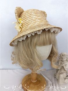 This price is for a hat only, others are not included. SizeSHead Circumference54-56 Straw Cap For Spring, Spring Straw Cap, Whimsical Short Brim Vacation Hats, Beige Straw Mini Hat With Short Brim, Whimsical Short Brim Summer Hats, Whimsical Adjustable Brimmed Straw Hat, Whimsical Summer Straw Hat With Short Brim, Beige Wide Brim Costume Hat For Summer, Cute Beige Wide Brim Hat