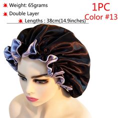 1pcs Lovely Thick Women Satin Bonnet Hair Care Caps Sleeping Hat Night Sleep Cap Head Cover For Women Men Unisex Cap Package Included:1 x Hair satin bonnetProduct Description:Item: Extra large satin cap Elastic wide-brimmed hat Pure color sleep cap or chemotherapy capMaterial: Satin cloth+rubber bandFeature: Can Adjustable As Your Head SizeColor1-12, Single Layer ,size is 45cmColor13-19,Double Layer,Size is 38cmColor10861-10881, Single Layer ,small size is 32cmNote:Due to the different monitor a Silk Hair Bonnet, Sleep Hair, Women Sleeping, Silk Hair Bonnets, Sleep Hairstyles, Hair Bonnet, Silk Accessories, Bonnet Hat, Silk Hair