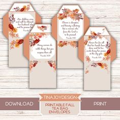 printable fall wedding envelopes with an autumn theme and the words, i love you to