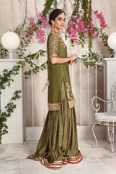 This item is available in our store. Buy the best selling Pakistani designer outfits for women online from our store at exclusive prices. Our collection includes the latest variety of high quality designer women's dresses including new arrivals, casual pret, luxury pret, wedding wears, formal dresses & more. Shop now. Pista Green Palazzo Set With Mirror Work, Designer Sharara With Intricate Embroidery And Straight Kurta, Pista Green Lehenga With Resham Embroidery And Straight Kurta, Unstitched Pista Green Sharara With Dabka Work, Festive Dola Silk Sharara With Intricate Embroidery, Festive Chinon Sharara With Intricate Embroidery, Festive Pista Green Palazzo Set With Intricate Embroidery, Festive Pista Green Embroidered Palazzo Set, Designer Sharara With Dabka Work And Straight Kurta