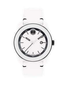 Modern White Leather Watch, White Leather Watch With Date Indicator, White Leather Watch With Analog Display, White Luxury Watch With Day-date Display, White Leather Analog Watch, Luxury White Watch With Day-date Display, Luxury White Watches With Day-date Display, Classic White Watches With Subdials, Modern White Watches With Date Indicator