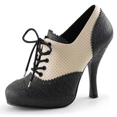 High Heel Oxford Shoes, High Heel Oxfords, Mode Rockabilly, Pin Up Shoes, Spectator Shoes, Oxford Shoes Heels, Oxford Platform Shoes, Black Lace Up Shoes, Black Oxford Shoes