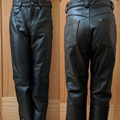 These Are Thick But Soft Leather And Lined To Mid Calf. Hardly Worn Almost Brand New Condition. 28" Waist And 29.5" Inseam Unhemmed. Hem With Contact Cement To Shorten Or Wear As Is. As Seen In The Last Pic From The Schott Website These Pants Currently Sell For $660. Free Shipping Within The Usa. Fitted Straight Leg Motorcycle Bottoms, Fitted Straight Leg Motorcycle Pants, Fitted Straight Leg Motorcycling Pants, Fitted Leather Moto Bottoms, Fitted Leather Motorcycle Bottoms, Fitted Black Bottoms For Motorcycling, Fitted Black Motorcycling Bottoms, Fitted Moto Style Bottoms With Straight Leg, Fitted Moto Straight Leg Pants