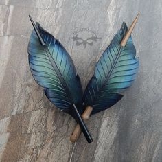 Raven Accessories, Crow Feather, Raven Feather, Leather Hair Accessories, Shawl Pin, Scarf Pin, Hair Slide, Shawl Pins, Feather Design