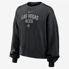 Made with our soft Phoenix Fleece, this Las Vegas Aces sweatshirt helps keep you warm and comfortable all season long. Our midweight brushed fleece feels extra soft on the inside and smooth on the outside, helping you stay cozy while keeping its structured shape. Las Vegas Aces, Wnba, Stay Cozy, Women's Nike, Black Fashion, Phoenix, Nike Women, Las Vegas, Crew Neck Sweatshirt