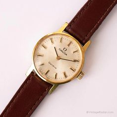 RARE Vintage Omega Genève Women's Watch | Swiss-Made Mechanical Watch – Vintage Radar Omega Watches, Swiss Made Watches, Small Lady, Swiss Watch, Watch Vintage, Brown Leather Strap