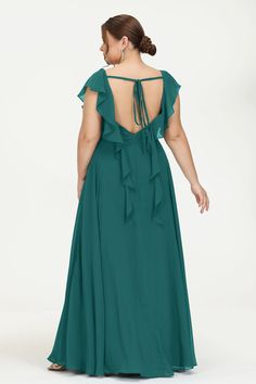 V Neck Flutter Sleeves Floor Length Dress With Ruffles – DUNTERY V-neck Ruffled Maxi Dress For Gala, V-neck Ruffled Maxi Dress For Prom, Formal Chiffon V-neck Gown, Evening Dress With Tie Back And Ruffled Straps, V-neck Backless Dress With Tie Back For Wedding, Formal V-neck Maxi Dress With Ruched Back, V-neck Ruffled Gown For Prom, Chic Flowy V-neck Evening Dress, Formal V-neck Maxi Dress With Tie Back