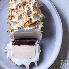 a piece of cake sitting on top of a white plate