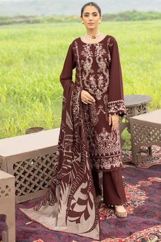 Ramsha R-608 Reet Karandi Collection Unstitched Brown Lawn Suit With Printed Motifs, Brown Unstitched Lawn Suit With Printed Motifs, Wedding Suit With Printed Motifs For Eid, Elegant Digital Print Suits For Eid, Suits With Printed Motifs For Wedding And Eid, Traditional Wedding Suits With Printed Motifs, Elegant Suits With Printed Motifs For Eid, Elegant Wedding Suits With Digital Print, Printed Long Sleeve Unstitched Suit For Wedding