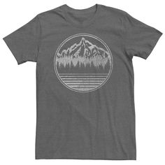 Enjoy the view with this men's mountain tee. Crewneck Short sleeves FABRIC & CARE Cotton Machine wash Imported Color: Dark Grey. Gender: male. Age Group: adult. Pattern: Graphic. Material: Cotton / Poly. Circle Portrait, Mountain Tee, Tshirt Printing Design, Mountain Tshirt, Tshirt Design Inspiration, Mountain Shirt, Cute Shirt Designs, Graphic Tshirt Design, Vintage Tee