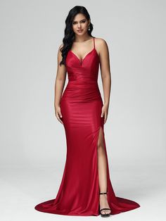 Fitted Mermaid Dress With Spaghetti Straps For Prom, Stretch V-neck Mermaid Dress For Prom, Fitted Mermaid Dress With Spaghetti Straps, Fitted Mermaid Dress With Spaghetti Straps For Gala, Fitted Mermaid Dress With Spaghetti Straps For Night Out, Prom Dress Burgundy, Maternity Bridesmaid Dresses, Prom Dresses Elegant, Mermaid Prom Dress