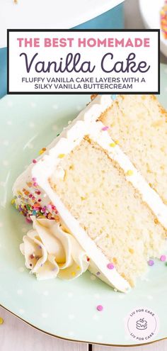 the best homemade vanilla cake recipe with fluffy vanilla cake layers and sprinkles