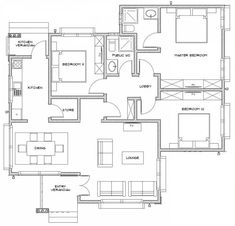 the floor plan for a two bedroom apartment with an attached kitchen and living room area