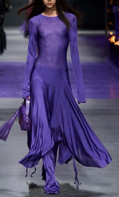 Gothic Runway, Sheer Outfit, Han Kjobenhavn, Simple Fall Outfits, High Fashion Outfits, Purple And Orange, Fashion Design Sketches, Alternative Outfits, Crepe Dress