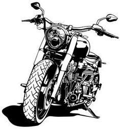 a black and white drawing of a motorcycle