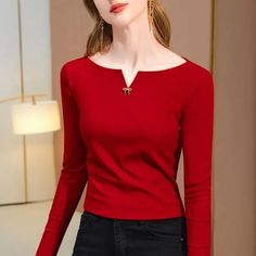 Long Sleeve V-Neck Style Tops Shirts – Queencloth Oversize Casual, Style Tops, Autumn Style, Style Blouse, Basic Tops, Girl Face, Long Sleeve T Shirts, Women's Tops, Spring Summer Fashion