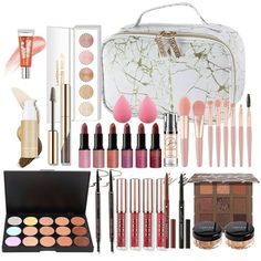 FantasyDay Pro Makeup Gift Set will surprise you with countless combinations of colours and high quality products, from eyeshadow, highlighters, nail polish, professional brushes and even manicure tools! Whether beginner or already a makeup expert, this vanity case is an excellent choice for home use, salons or for making sure you look impeccable during your travels and vacations! Features: Individual container for each color. Suitable for a variety of skin tones; Convenient to use, more easily to put on. Easy to apply and create clear and brilliant three-dimensional face makeup finish. Feel light and soft. Long lasting effect, water-resistant, no dye and will not form annoying mark. This highly pigmented cosmetic is hypoallergenic and is formulated from mineral oil. It is also free of for Travel Makeup Kit, All In One Makeup, Make Up Kits, Makeup Gift Set, Powdered Eyeliner, Vibrant Makeup, Lipstick Palette, Casual Makeup, Full Makeup