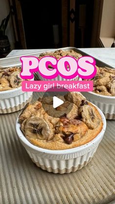 three pans filled with baked goods sitting on top of a metal tray next to each other