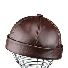 This item is for one cap. Men Unisex Skullcap Sailor Cap Hat Beanie Leather Rolled Cuff Retro Brimless Hat Material: leather Size: L 55-57cm/21.6-22.4inches, XL 58-61cm/22.8-24 inches Color: black, brown SKU: 904-B992/JYY Old Man Hat, Sailor Hats, Brown Leather Hat, Month Gemstones, Sailor Cap, Brimless Hat, Round Hat, Sailor Hat, Leather Roll