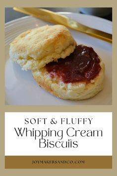 soft and fluffy whipped cream biscuits on a white plate