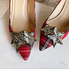 The Perfect Holiday Shoe Worn Twice, Great Condition Holiday Shoes, J Crew Collection, Silver Sequin, Tartan Plaid, Pumps Heels, Shoes Women Heels, Tartan, J Crew, Sequin