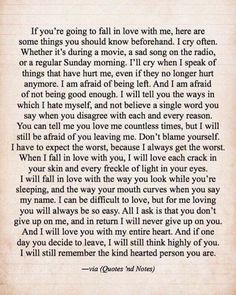 an old paper with the words if you're going to fall in love with me,