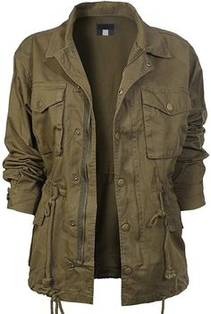 Cargo-Style-Womens-Olive-Green-Coat Cargo Jacket Outfit, Army Jacket Women, Green Jacket Outfit, Fall Jackets Outfit, Green Cargo Jacket, Jacket Outfit Women, Olive Jacket, Olive Green Jacket, Green Utility Jacket