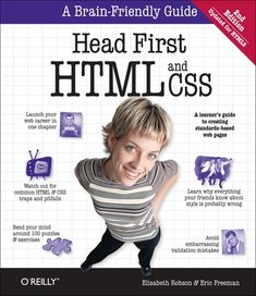 the front cover of a brain - friendly guide to head first and htmloss