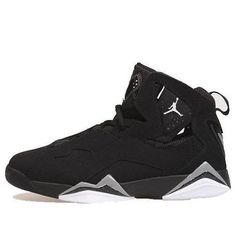 Nike Jordan True Flight GS Black/White-Metallic Silver 343795-010 (AJ7/SNKR/Unisex) All Jordan Shoes, Accessories For Outfits, Jordan True Flight, Jordans Shoes, Black Metallic, Nike Jordan, Jordan Shoes, Air Jordan, Metallic Silver