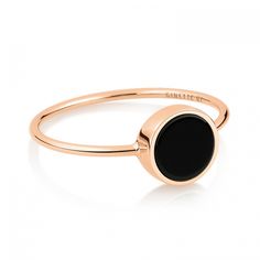 RING - Mini ever onyx disc ring | Ginette NY Onyx Rings Women, Black Ring Set, Disc Ring, Dream Accessories, Onyx Engagement Ring, Black Stone Ring, Gold Rings Fashion, Onyx Jewelry, Moon Ring