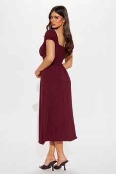 Available In Wine. Corset Midi Dress Scoop neckline Short puff sleeves Corset waist Lace up Smocked back Slight stretch Length = 47" 100% Polyester Imported | Callista Corset Midi Dress in Wine size XL by Fashion Nova Corset Midi Dress, Corset Waist, Scoop Neckline, Puff Sleeves, Smocking, Fashion Nova, Puff Sleeve, Midi Dress, Lace Up