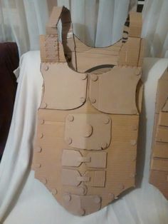 a cardboard costume made to look like a body armor