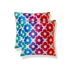 two pillows with colorful flowers on them