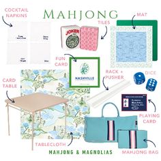 the contents of a table and chair are labeled in green, pink, blue, and white