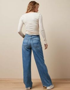 AE Dreamy Drape Super High-Waisted Baggy Wide-Leg Jean Wide Legged Jeans, White Jeans Men, Athletic Fit Jeans, Blazer Jackets For Women, Ae Jeans, Curvy Jeans, Loose Jeans, Medium Wash Jeans, Women Denim Jeans