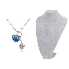 Elevate your style with the Blue Heart Pendant Heart of Ocean Colorful Jewelry Crystal Rhinestone Necklace. Featuring a unique design with two heart pendants connected together‚Äîone blue and one colorful‚Äîthis necklace adds radiance and beauty to any outfit, making it a stunning fashion accessory for all occasions. Blue Heart Pendant Clavicle Chain Jewelry, Blue Heart-shaped Clavicle Chain Necklace, Blue Heart Shaped Clavicle Chain Necklace, Blue Heart Clavicle Chain Necklace, Blue Double Heart Necklaces For Gifts, Blue Double Heart Necklace For Gift, Blue Double Heart Jewelry For Valentine's Day, Blue Double Heart Charm Necklace, Blue Heart Pendant Necklace With Heart Beads