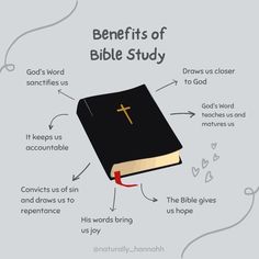 an open bible with the words benefits of bible study on it and its corresponding parts